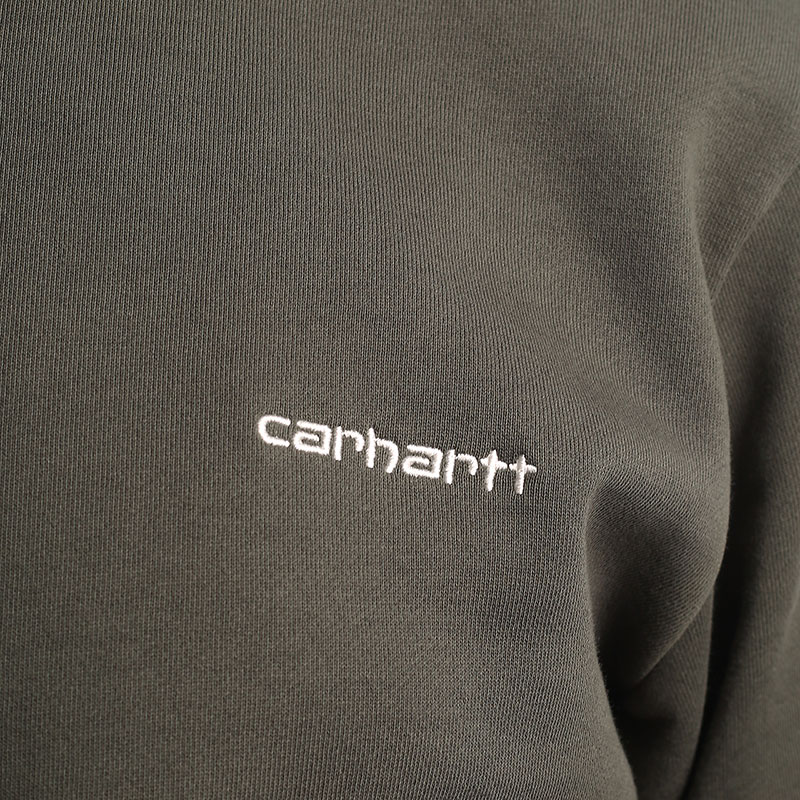 мужская зеленая толстовка Carhartt WIP Script Embroidery Sweat I031242-boxwood/white - цена, описание, фото 2